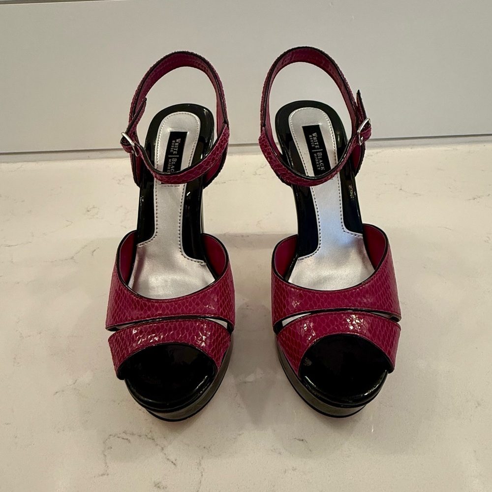 WHBM Laci Pink and Black Heels, size 7 - Picture 4 of 14